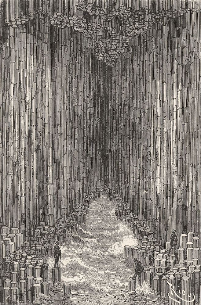 SCOTLAND. Fingal's Cave, from the entrance c1886 old antique print picture
